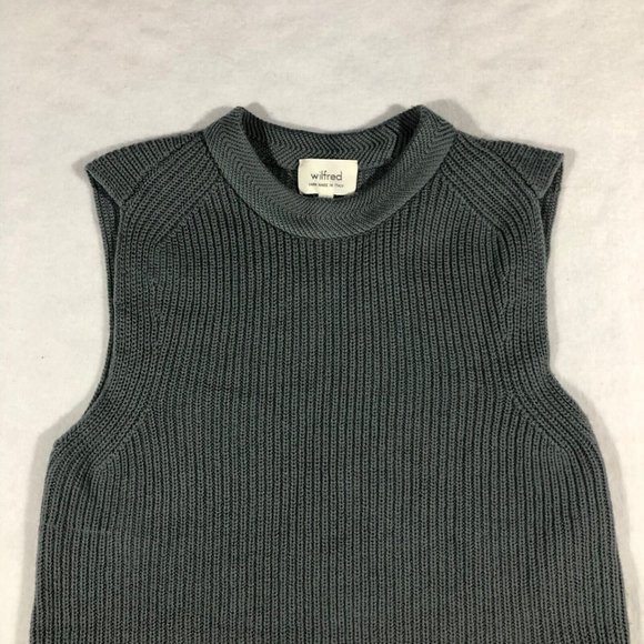 Aritzia Wilfred Womens XS Gray Rib Knit Gray Tank Sweater Top Wool CAM4-3447-46 - Picture 2 of 11